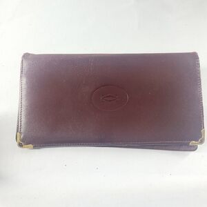 Cartier Burgundy Leather Wallet with Gold Accents